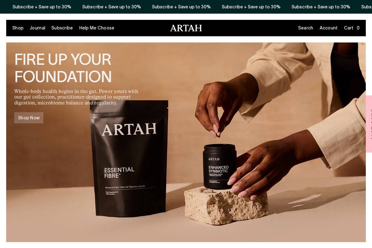 Artah homepage screenshot