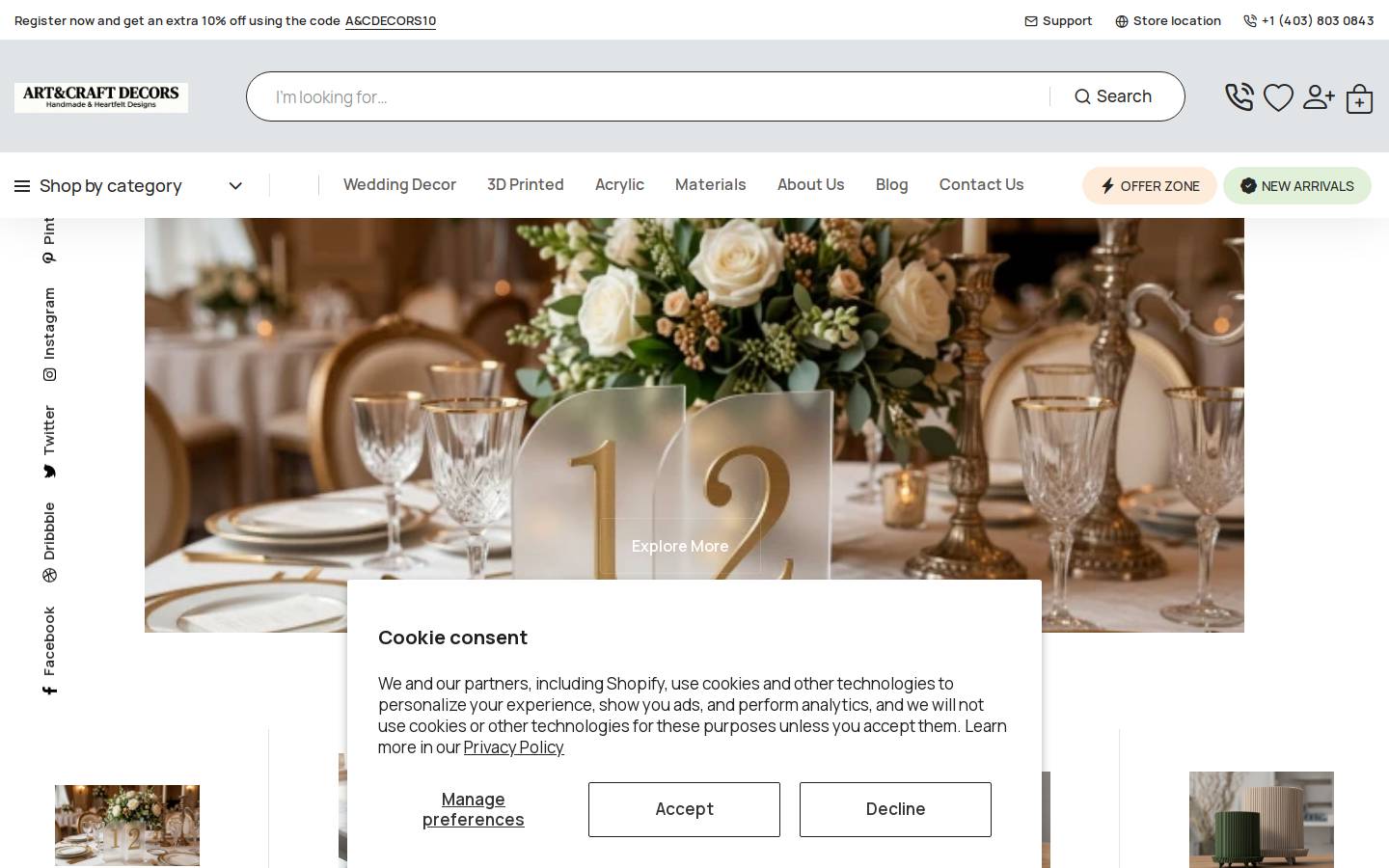 artandcraftdecors.com homepage screenshot