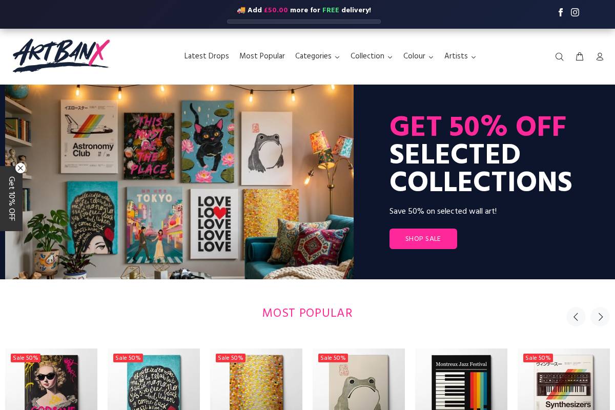 Artbanx homepage screenshot