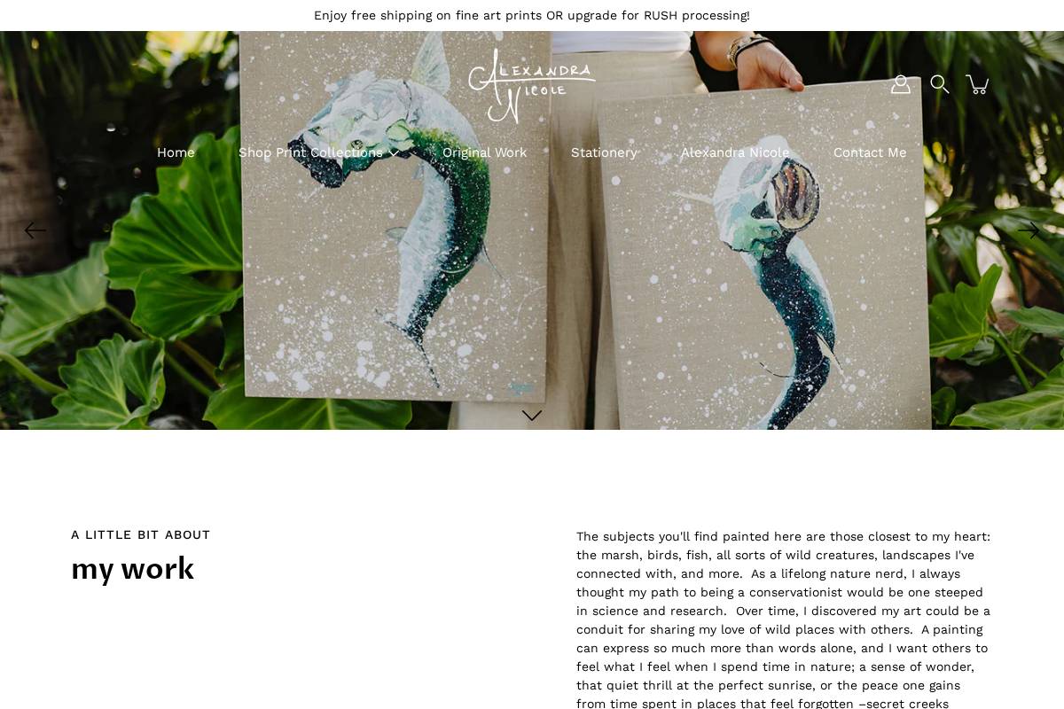 artbyalexandranicole.com homepage screenshot