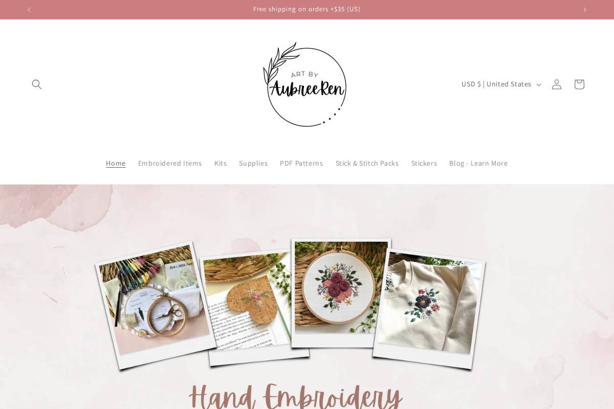artbyaubreeren.com homepage screenshot