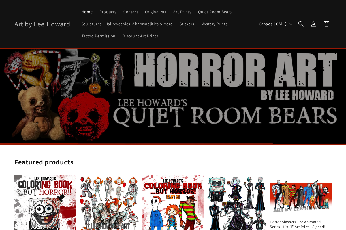 artbyleehoward.com homepage screenshot