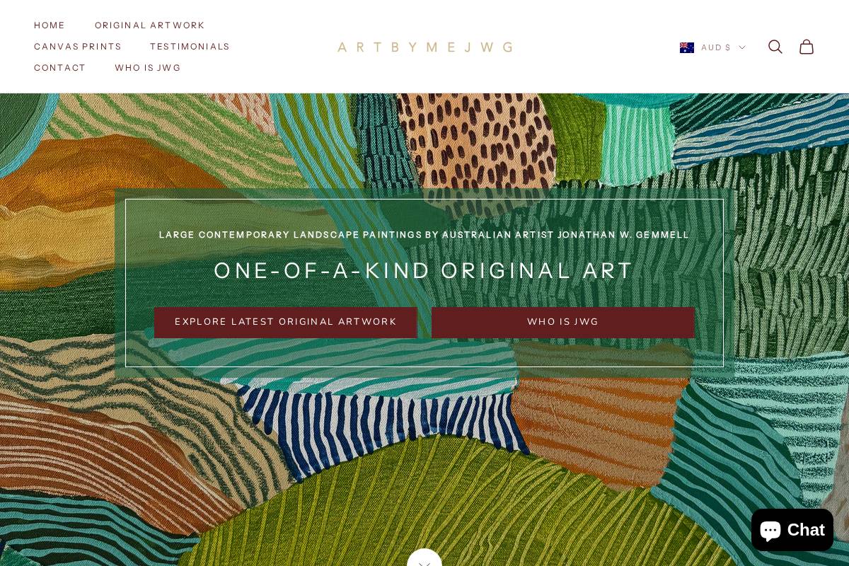 artbymejwg.com.au homepage screenshot