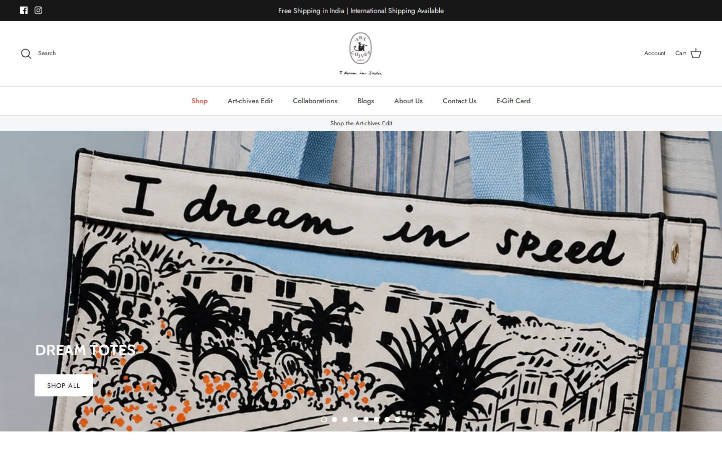 artchivesindia.com homepage screenshot
