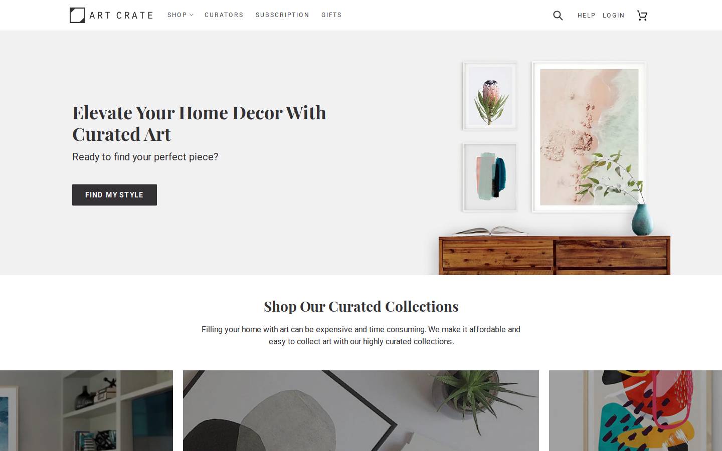 Art Crate homepage screenshot