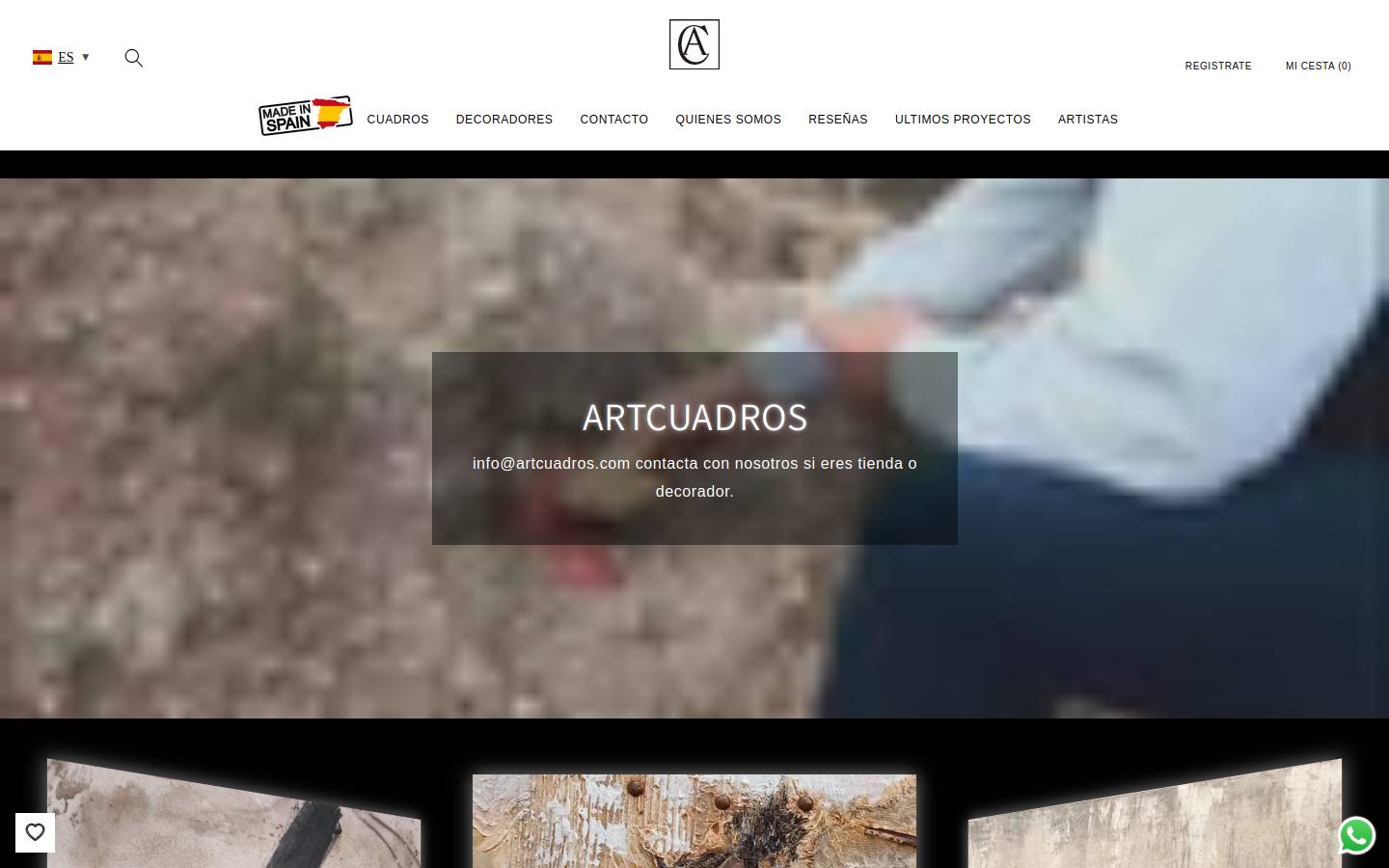 Artcuadros homepage screenshot