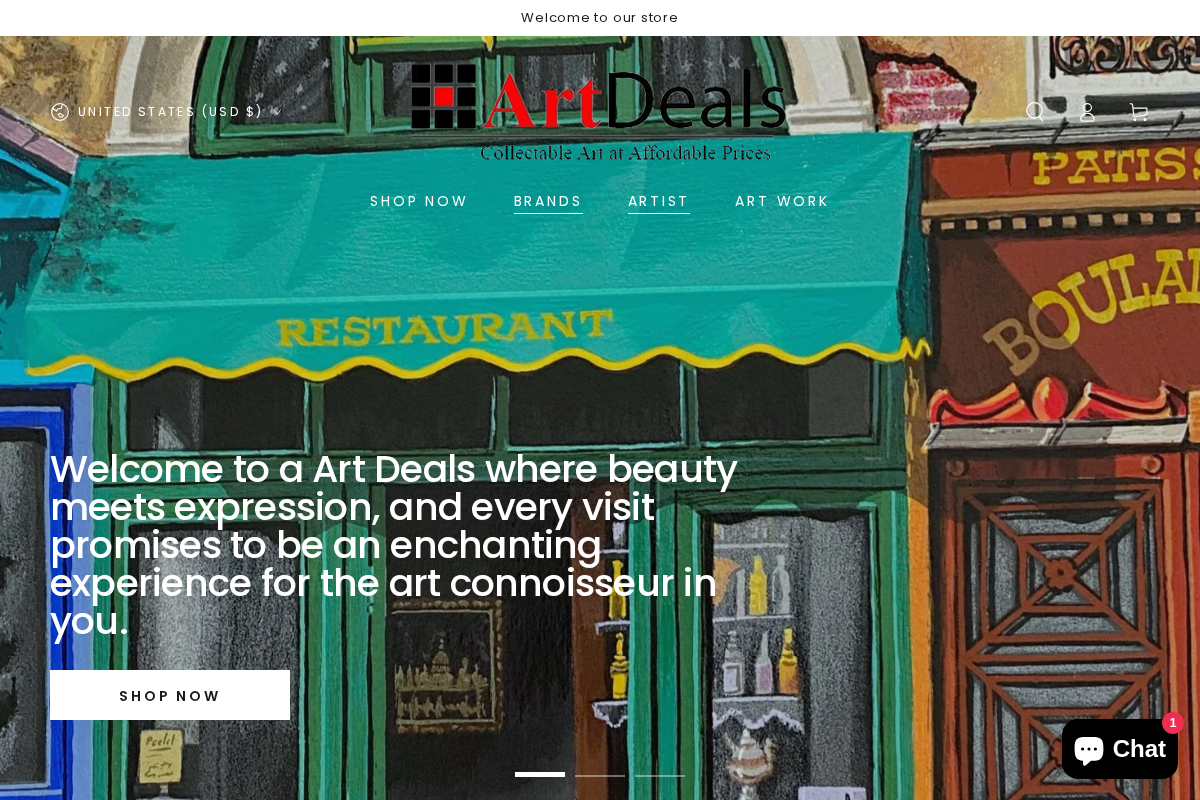 Art Deals homepage screenshot