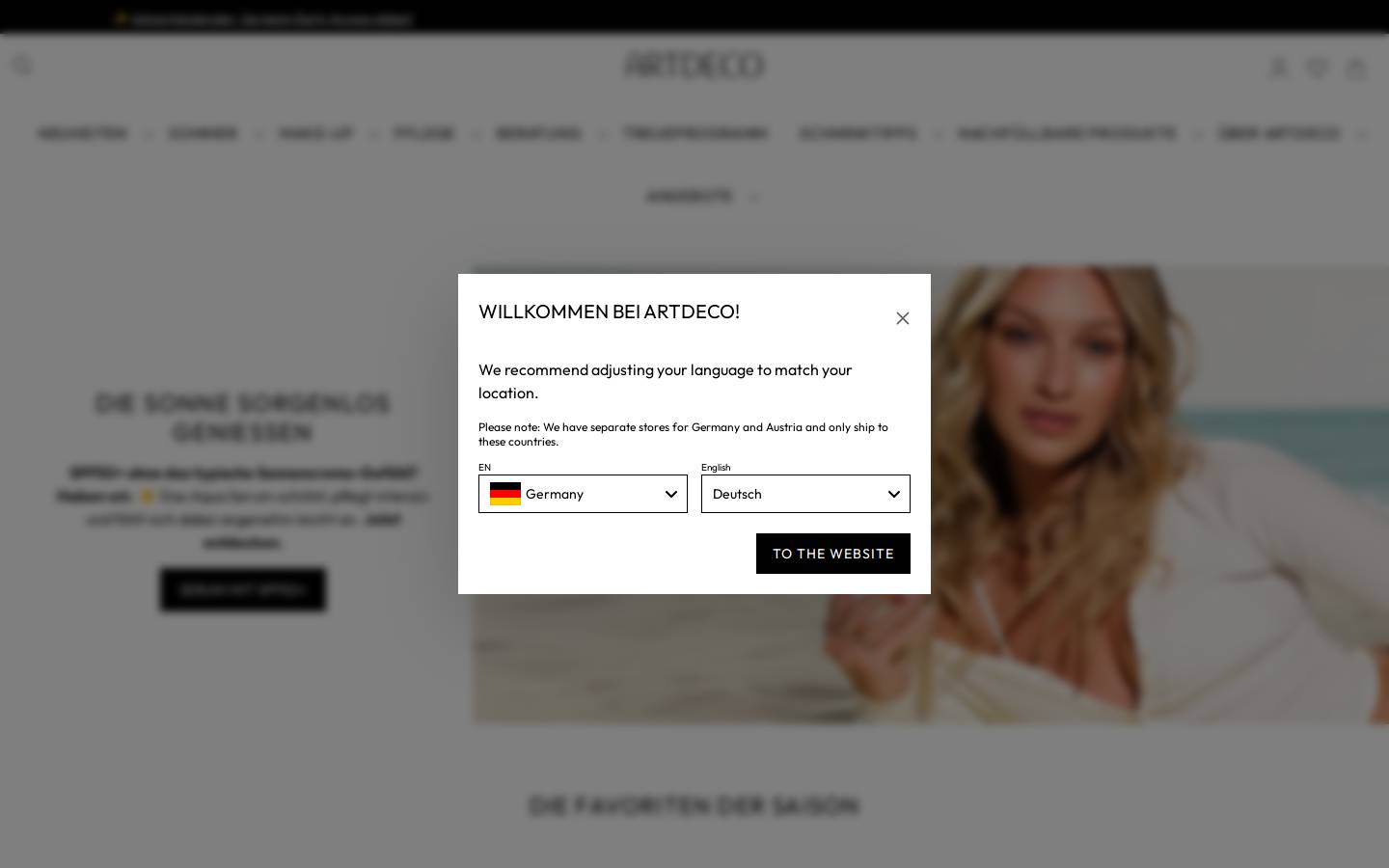 ARTDECO cosmetic homepage screenshot