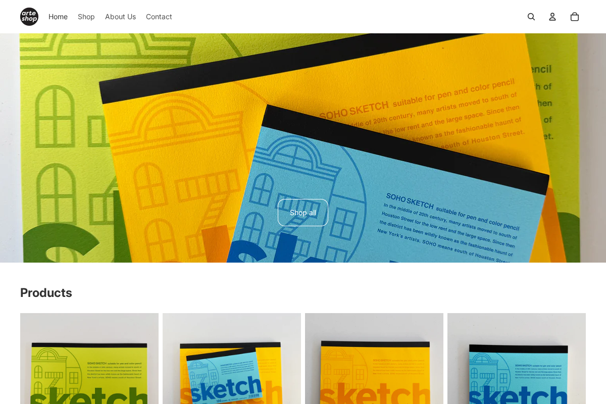 Arte-shop homepage screenshot