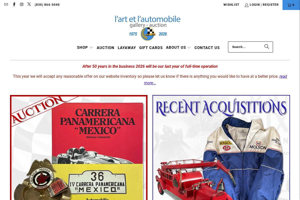 l'art et l'automobile homepage screenshot