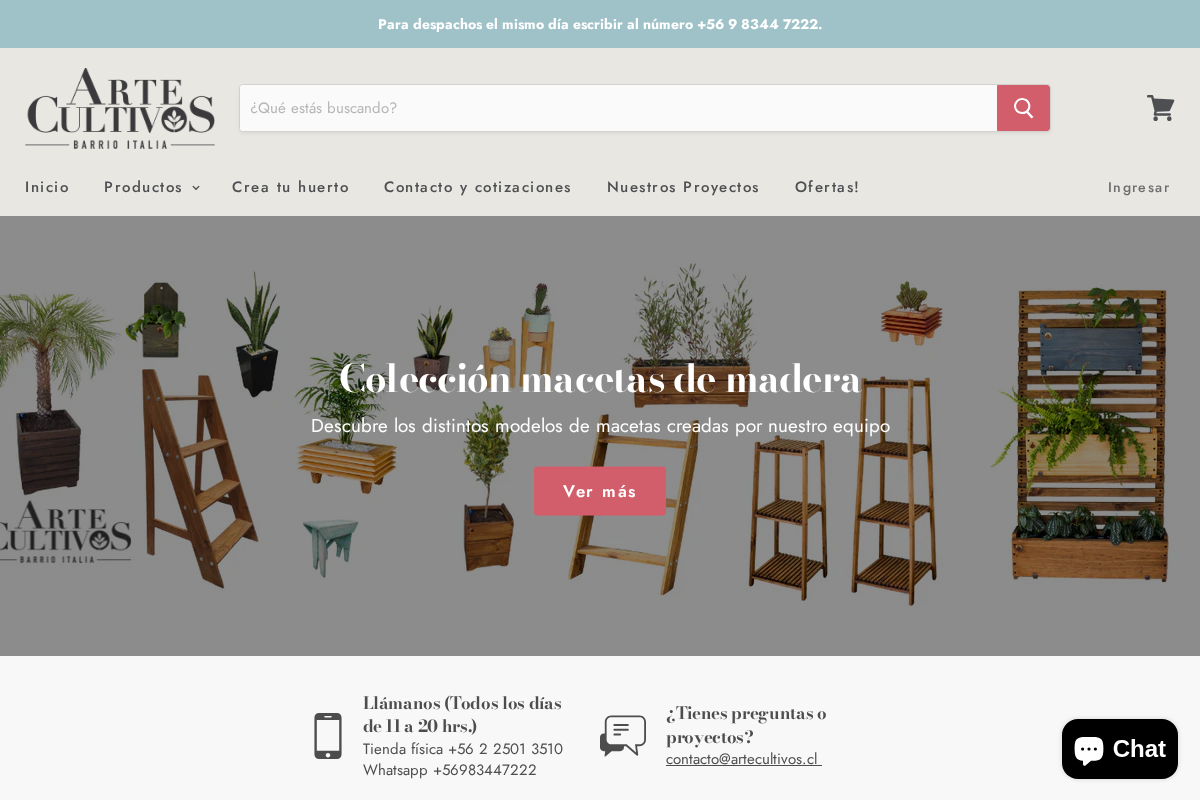 Arte Cultivos homepage screenshot