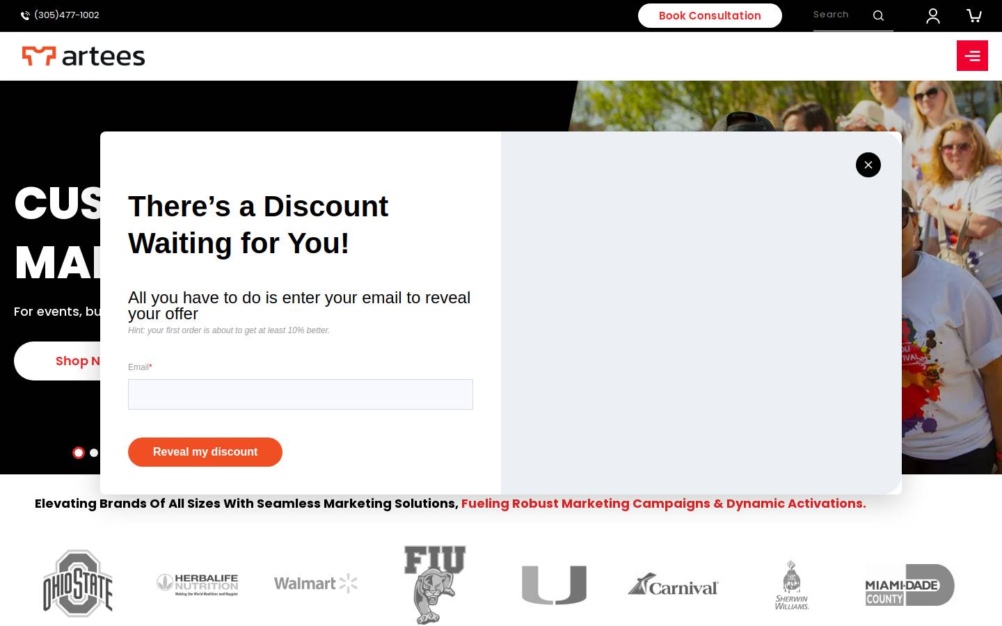 Arteescorp homepage screenshot