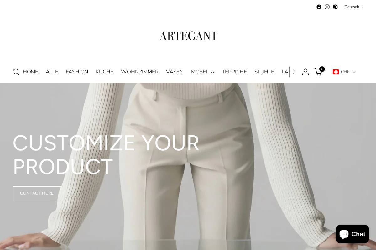 Artegant homepage screenshot