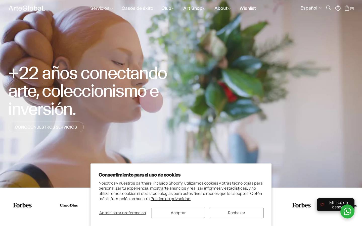 Arteglobal homepage screenshot