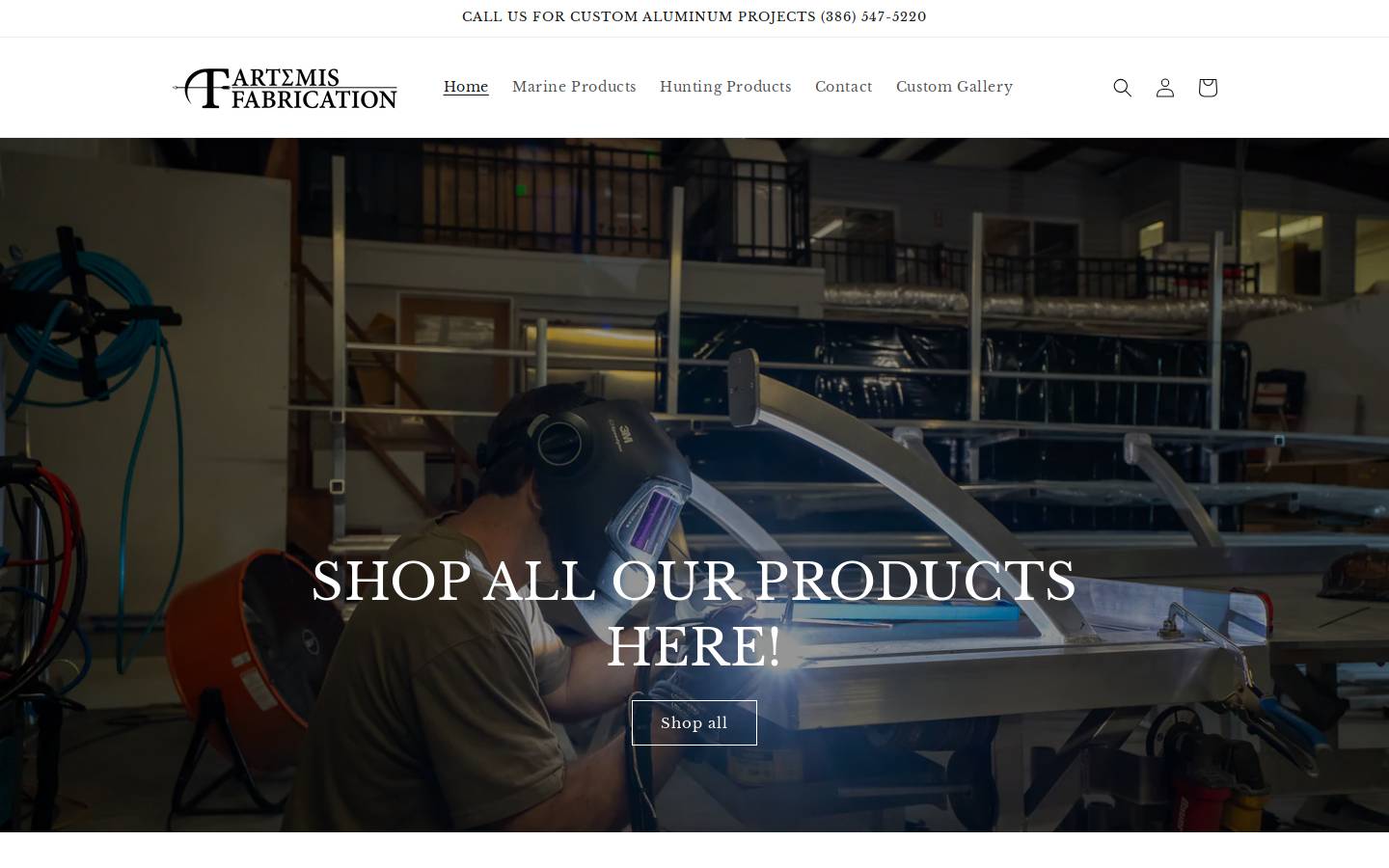 artemisfabrication.com homepage screenshot