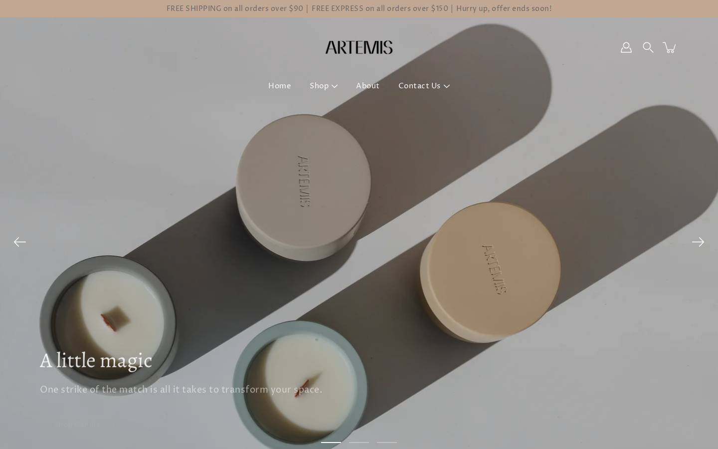 artemisfragrances.com.au homepage screenshot