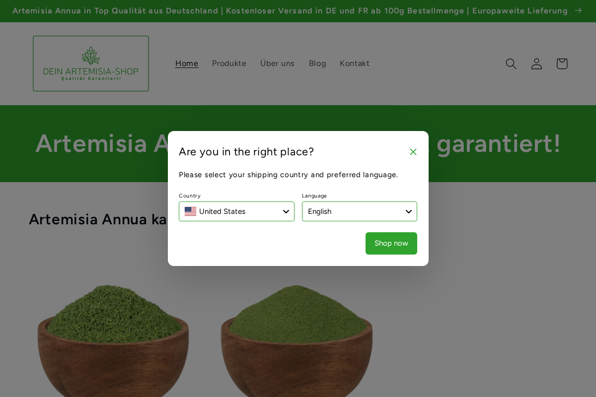 Dein Artemisia-Shop homepage screenshot