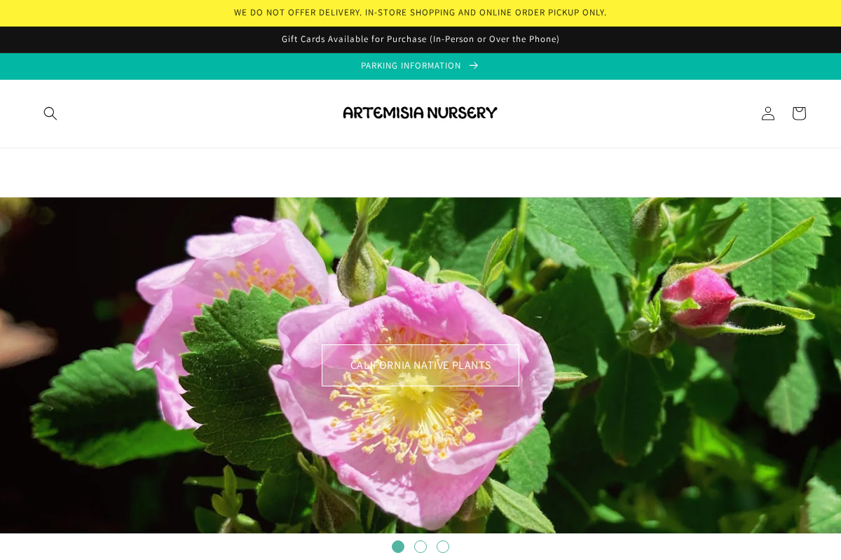 Artemisia Nursery homepage screenshot