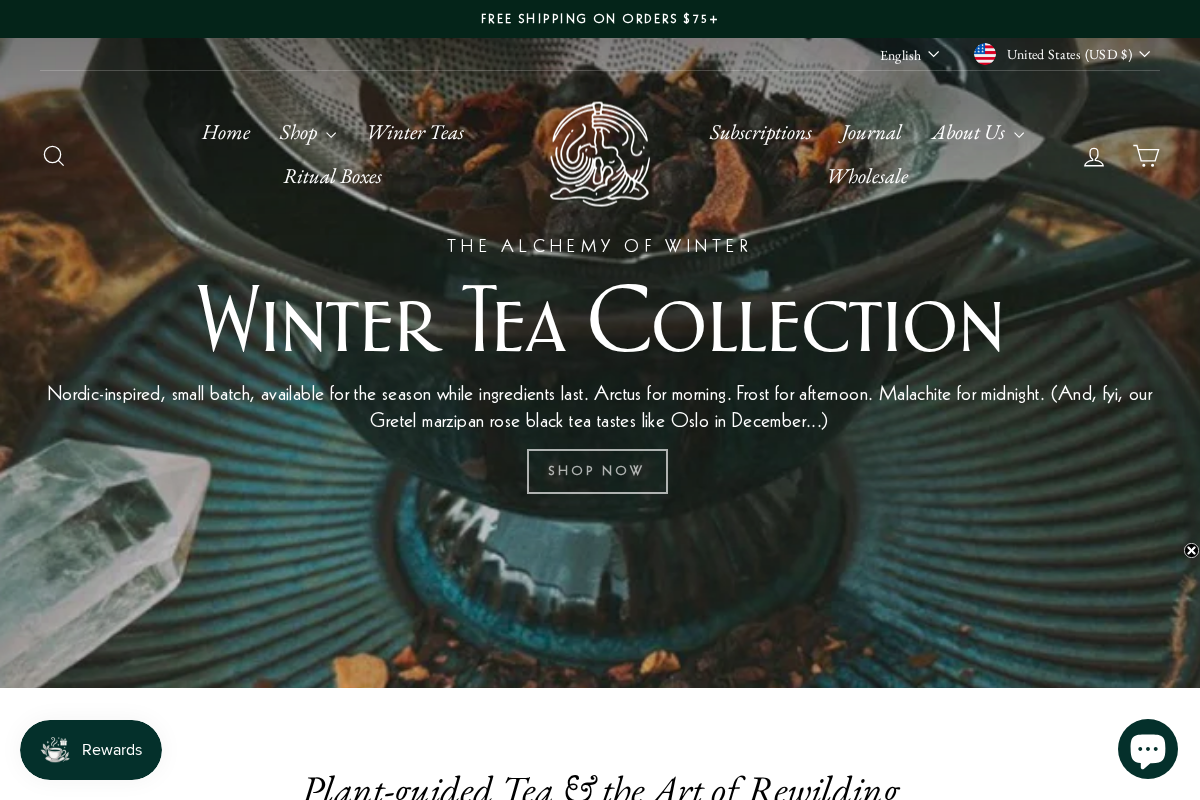 Artemis Tea & Botanical homepage screenshot