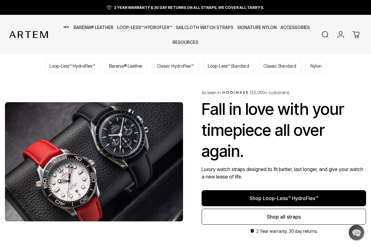 Artemstraps homepage screenshot