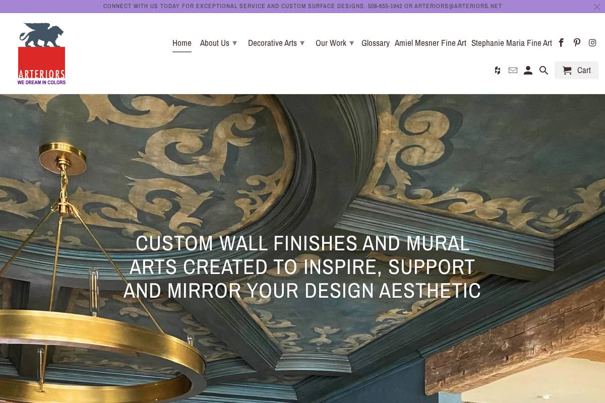 arteriors.net homepage screenshot