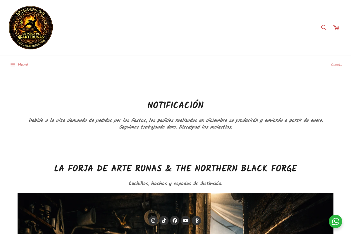 Arte Runas Artesanía homepage screenshot
