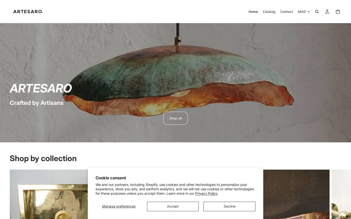 artesaro.com homepage screenshot