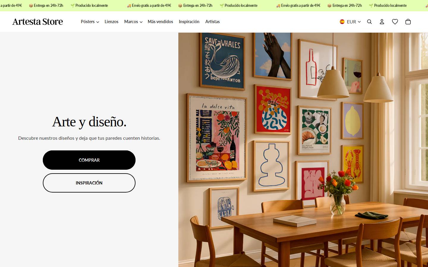 Artesta homepage screenshot