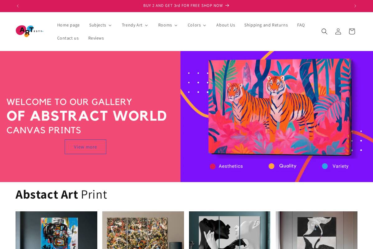 Artesty homepage screenshot