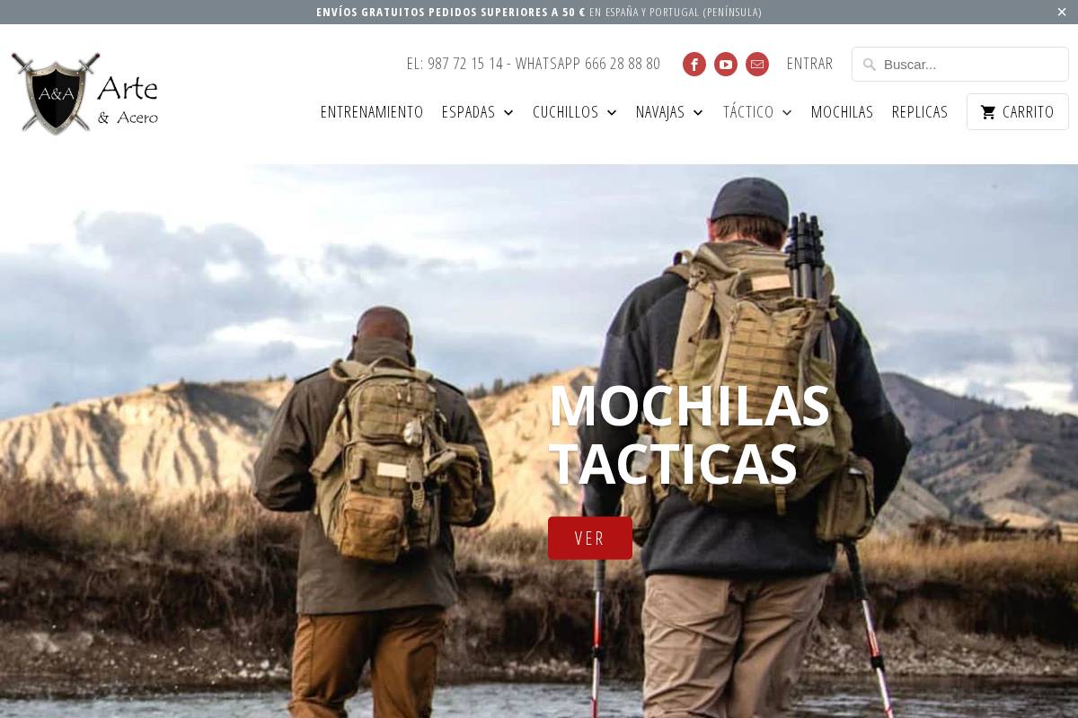 arteyacero.com homepage screenshot