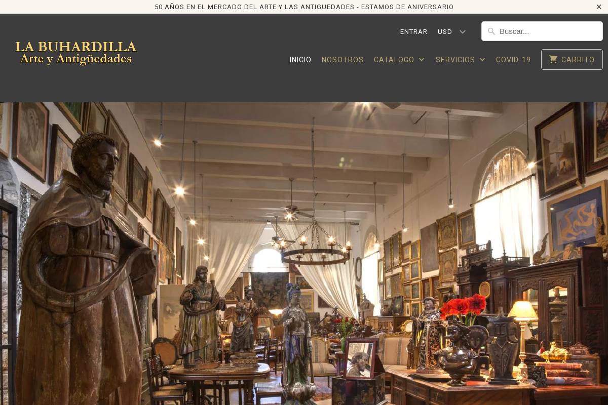 arteyantiguedades.mx homepage screenshot