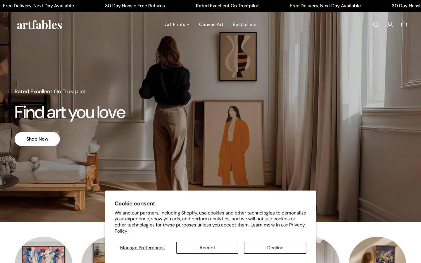 artfables homepage screenshot