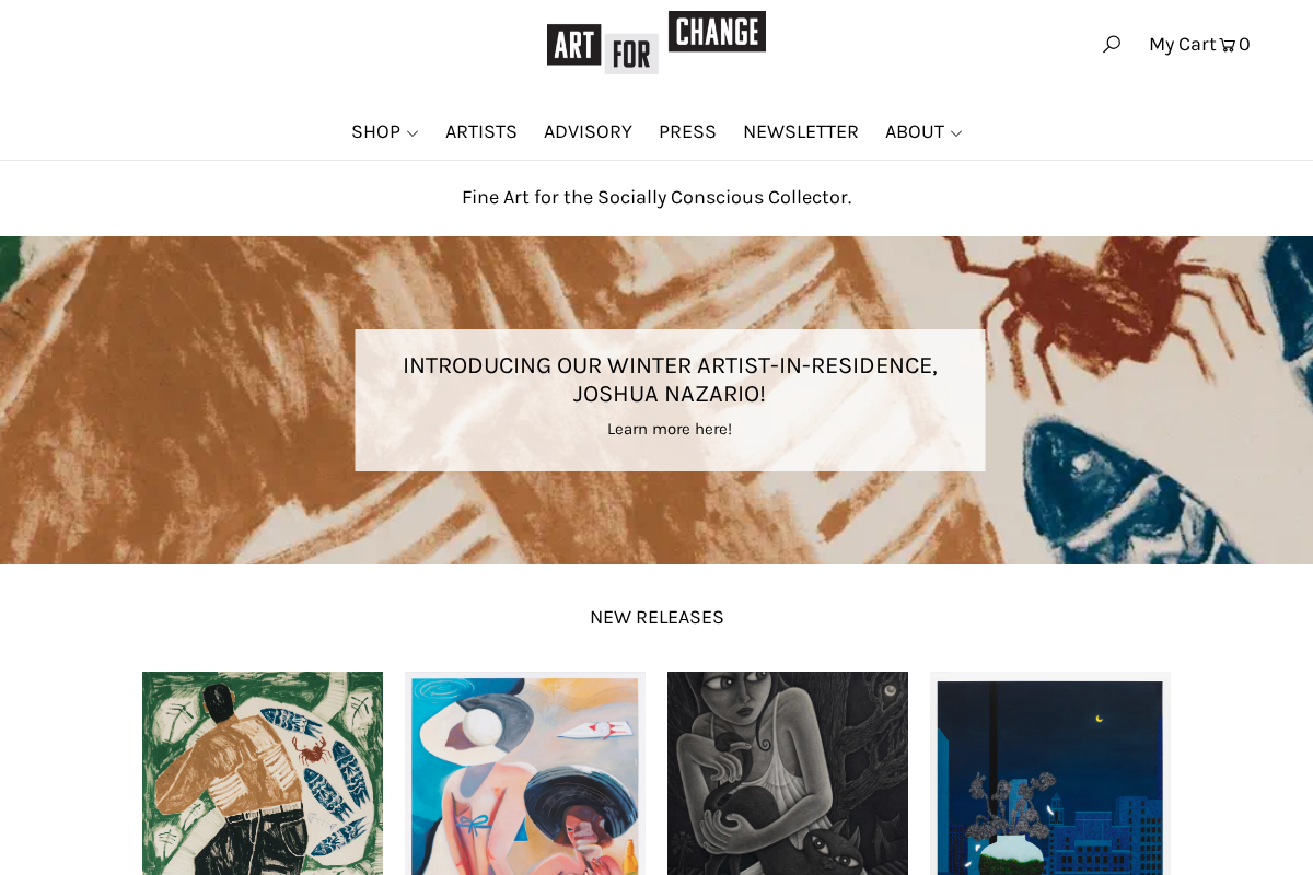 ART FOR CHANGE homepage screenshot