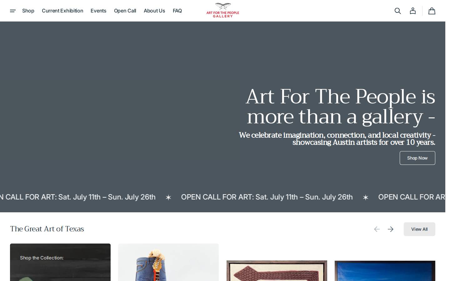 artforthepeoplegallery.com homepage screenshot