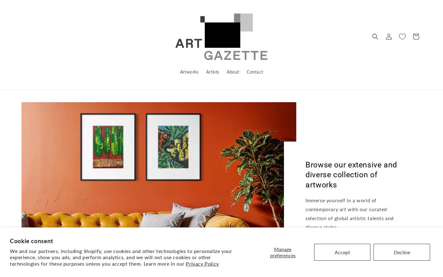 artgazette.com homepage screenshot