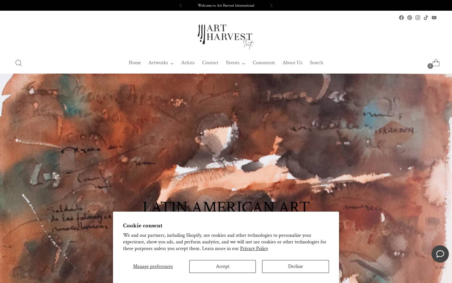 artharvestint.com homepage screenshot