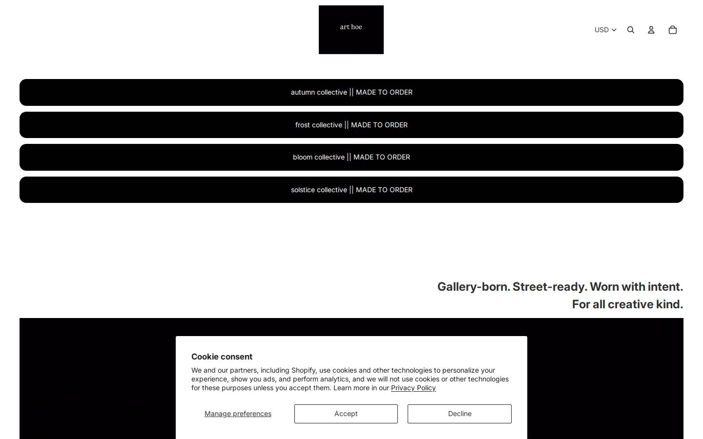 arthoe.co homepage screenshot