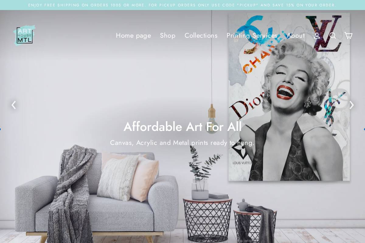 arthousemtl.com homepage screenshot