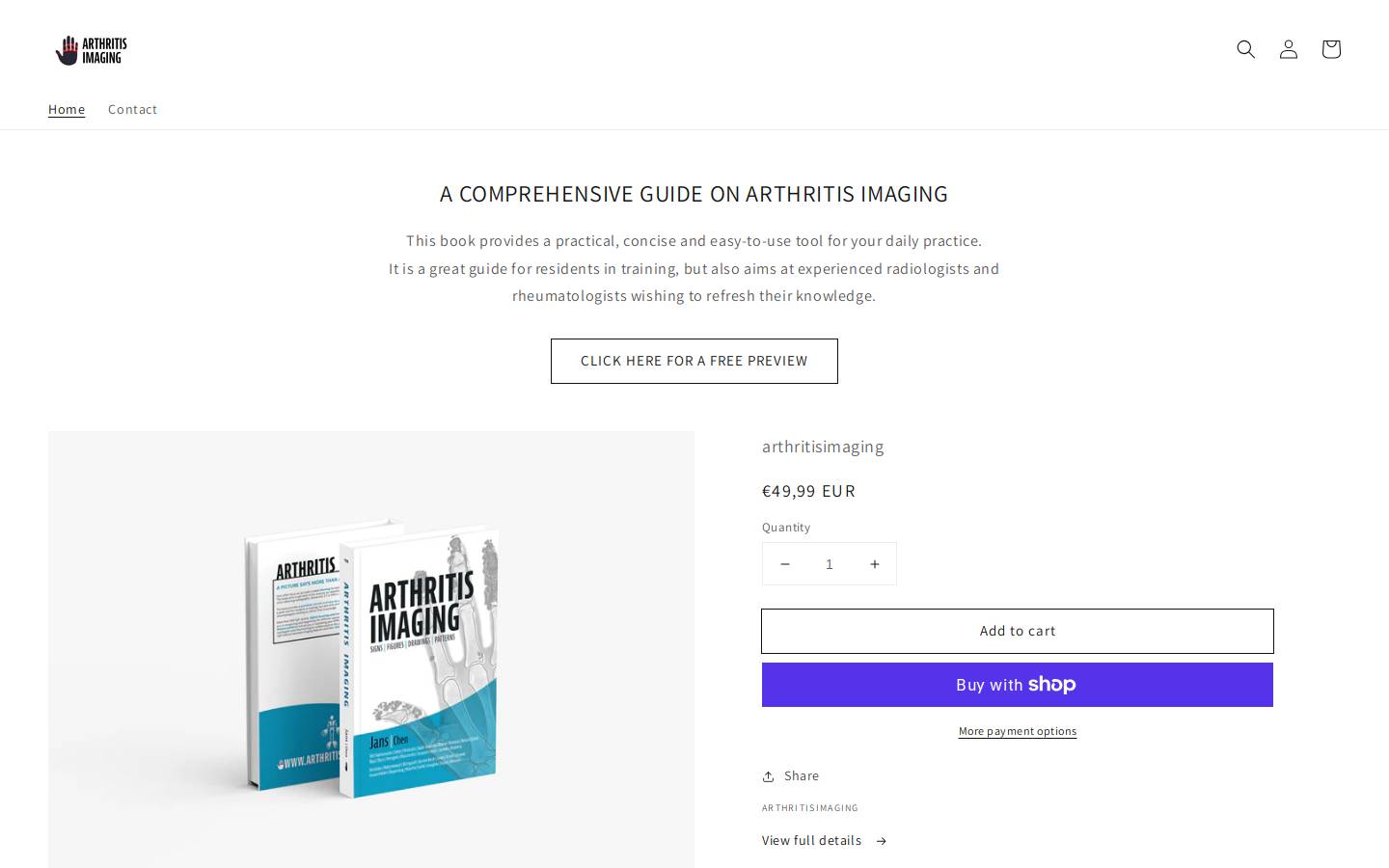 arthritisimaging.com homepage screenshot