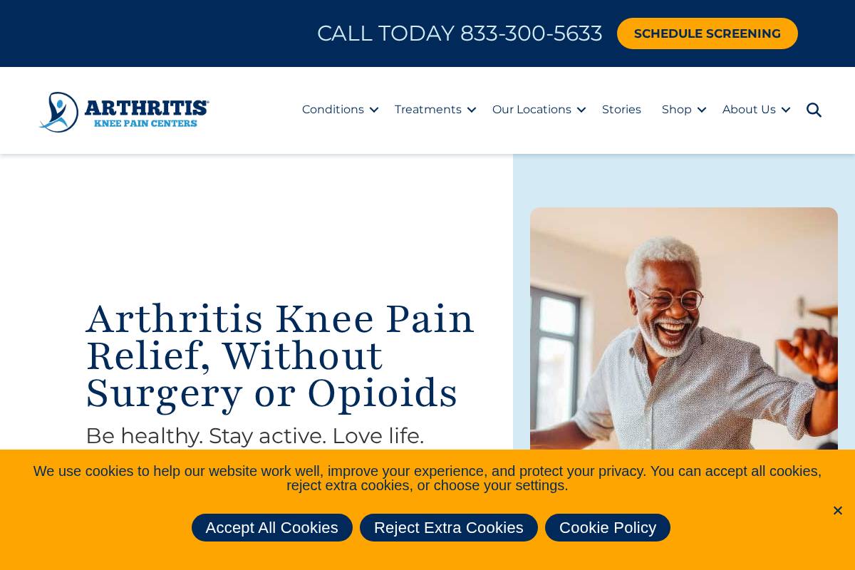 arthritiskneepain.com homepage screenshot