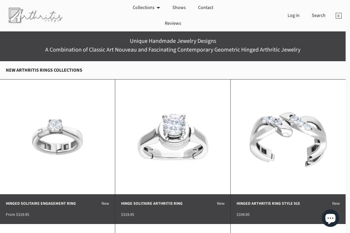 arthritisrings.com homepage screenshot