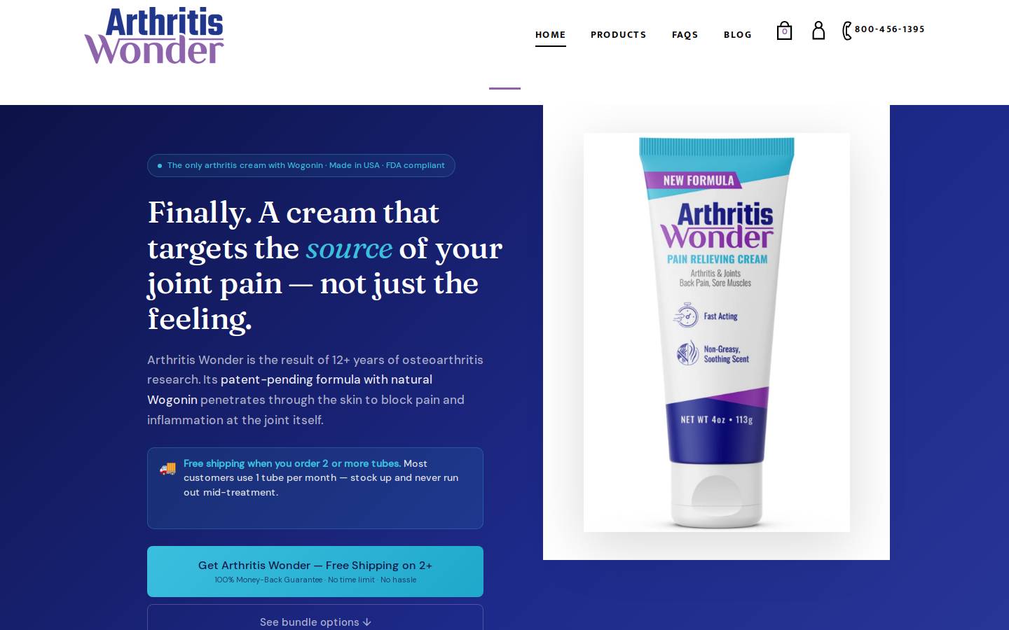 arthritiswonder.com homepage screenshot