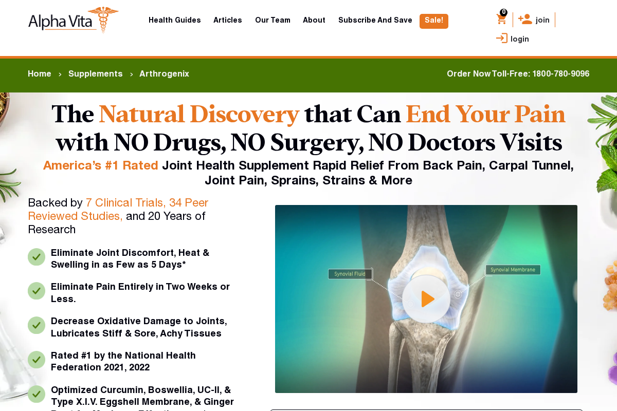 Arthrogenix homepage screenshot