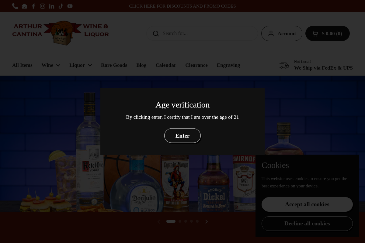 Arthur Cantina Wine & Liquor homepage screenshot