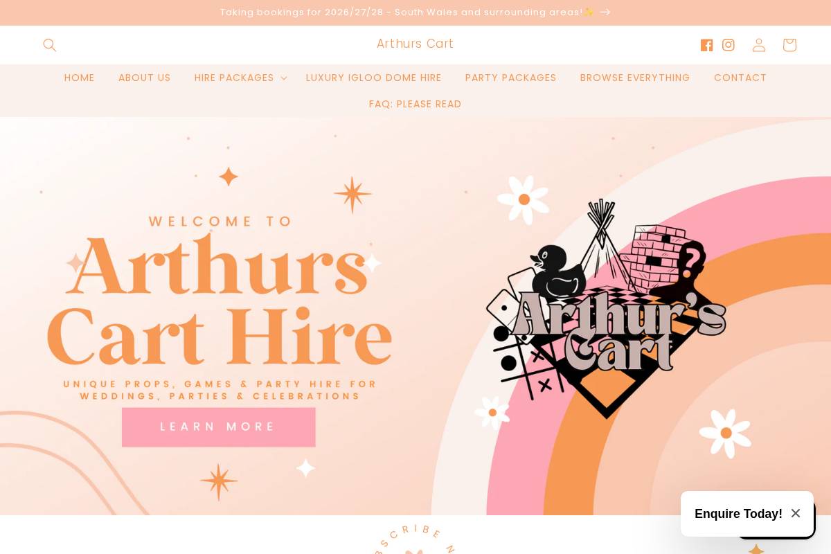Arthurs Cart homepage screenshot
