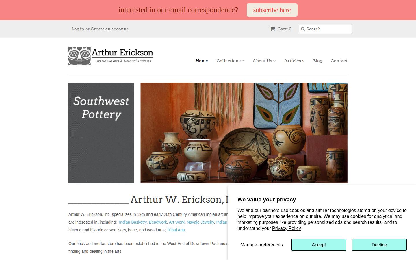arthurwerickson.com homepage screenshot