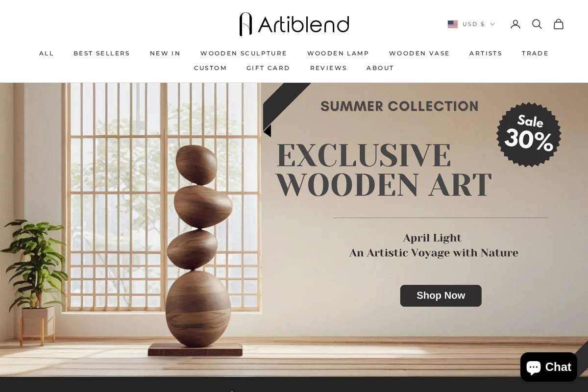 Artiblend homepage screenshot
