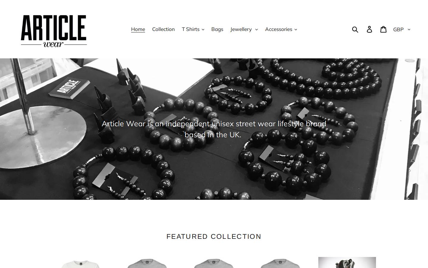 articlewear.co.uk homepage screenshot