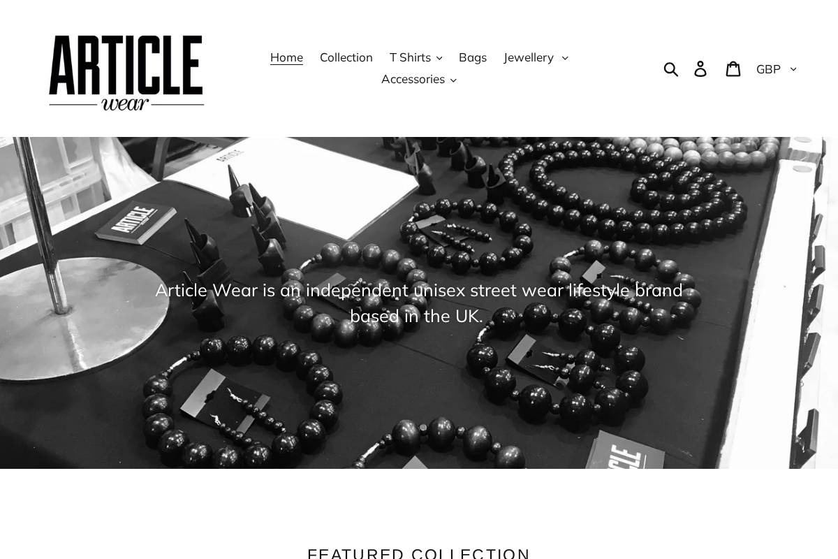 articlewear.com homepage screenshot
