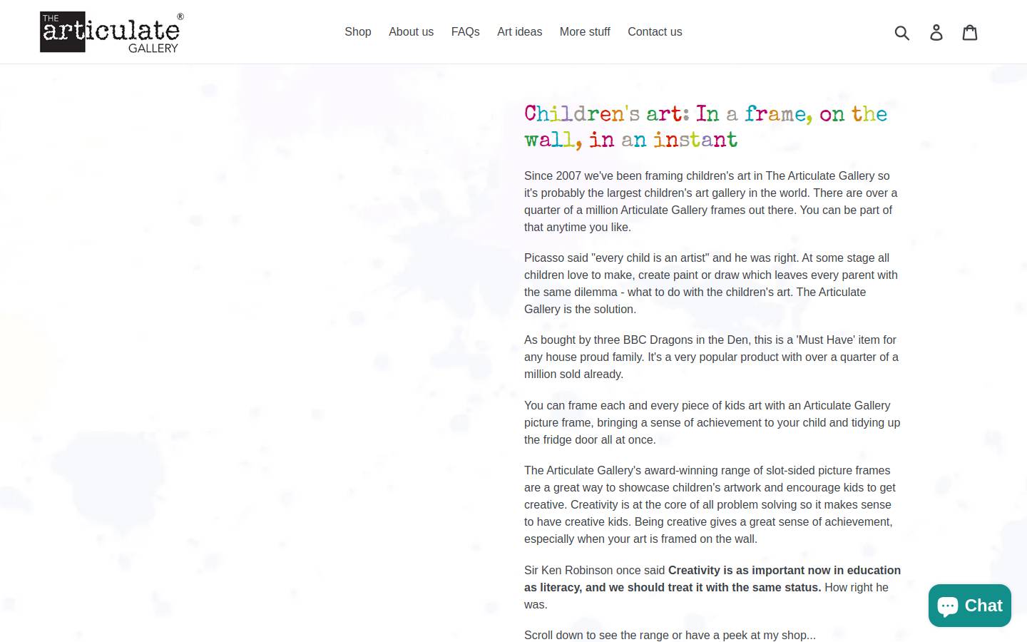 articulategallery.com homepage screenshot